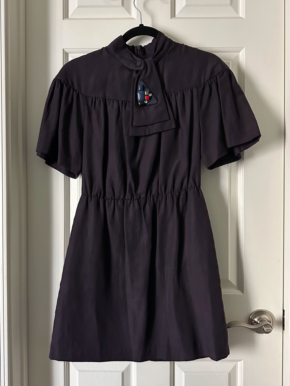 3.1 Phillip Lim Girls' Dark Navy Tie-Neck Flutter Sleeve Dress
